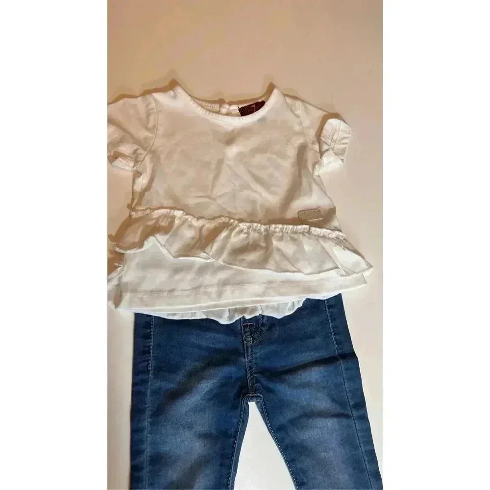 7 for All Mankind Girls 12 Month Set‎ White Top & Blue Jeans